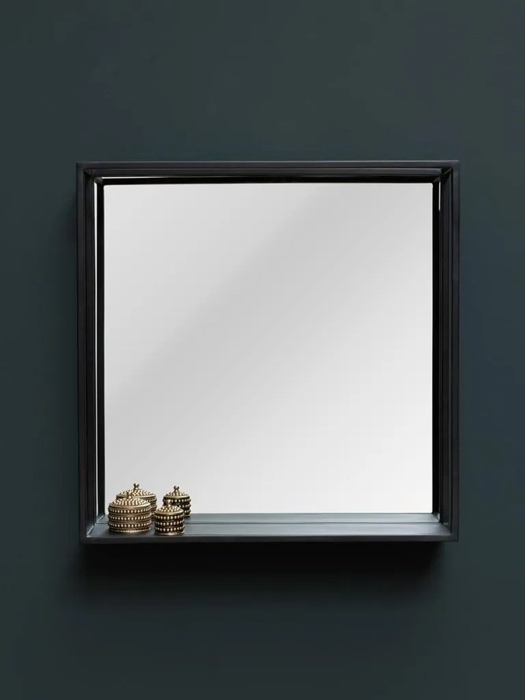 Oglinda de perete, neagra, din metal, Square