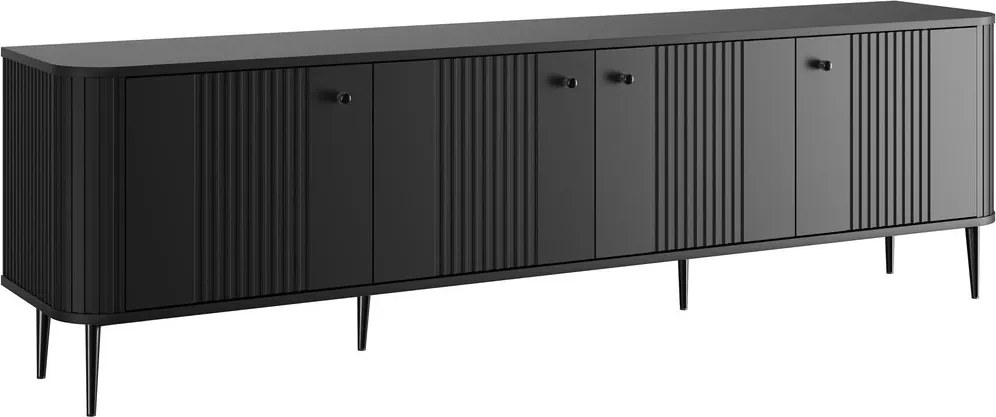 Comodă TV Vesper 4D 187 cm - negru / picioare negre