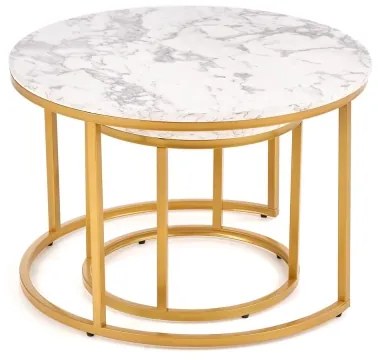 Set 2 măsuțe de cafea PACILA, decor marmură/auriu