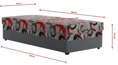 Pat tapițat ESTEL cu spațiu de depozitare, 90 x 200 cm, gri