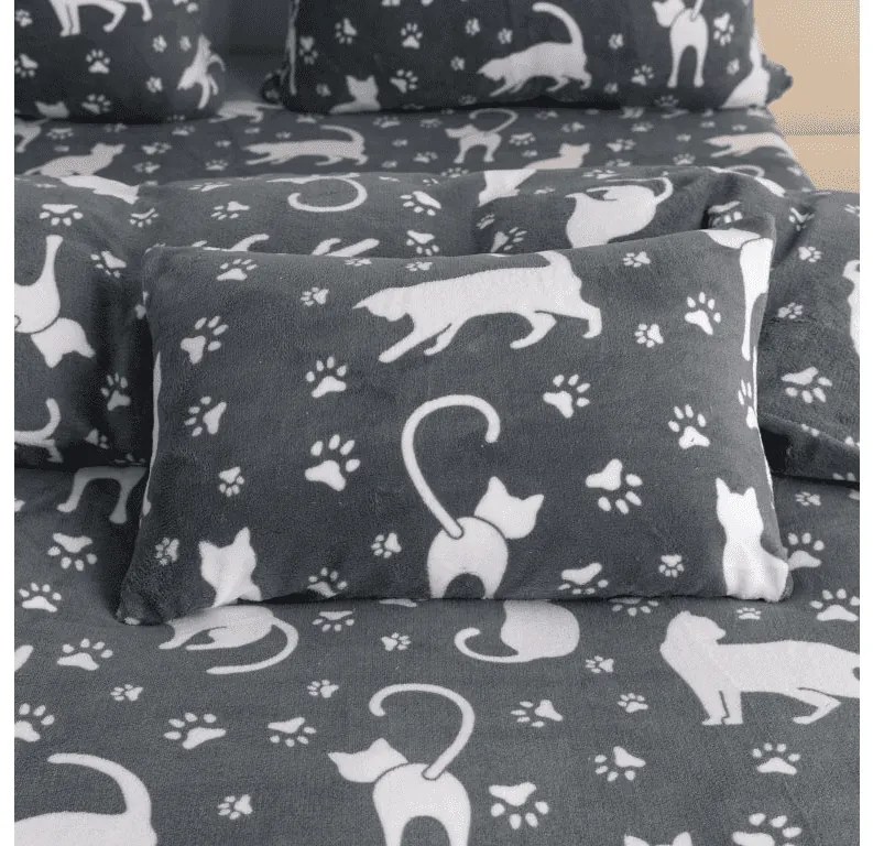 Lenjerie de pat din microplus WHITE CATS gri Dimensiune lenjerie de pat: 2 buc 70 x 90 cm | 200 x 220 cm