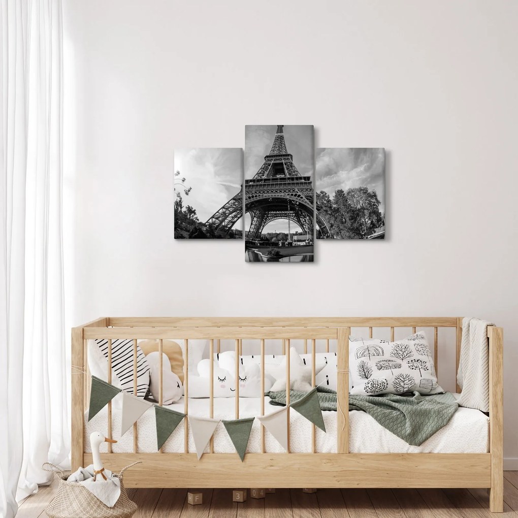 Tablou - Turnul Eiffel, alb-negru (90x60 cm)