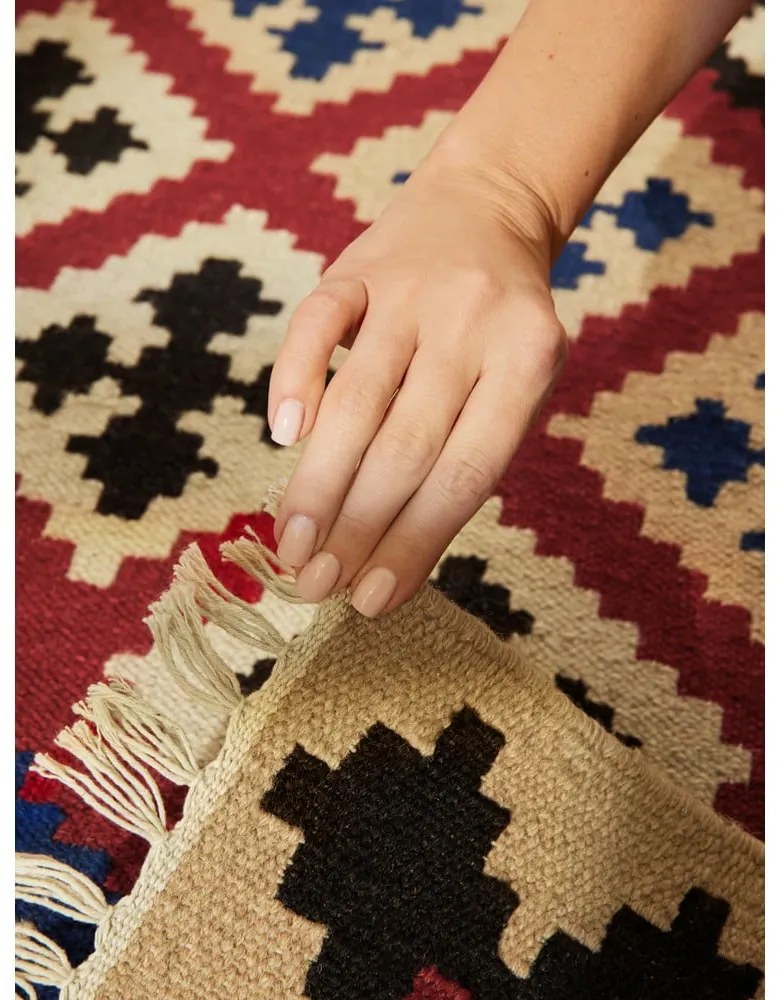 Covor roșu reversibil, țesut manual din lână 200x290 cm Kamal Rami – Nouristan