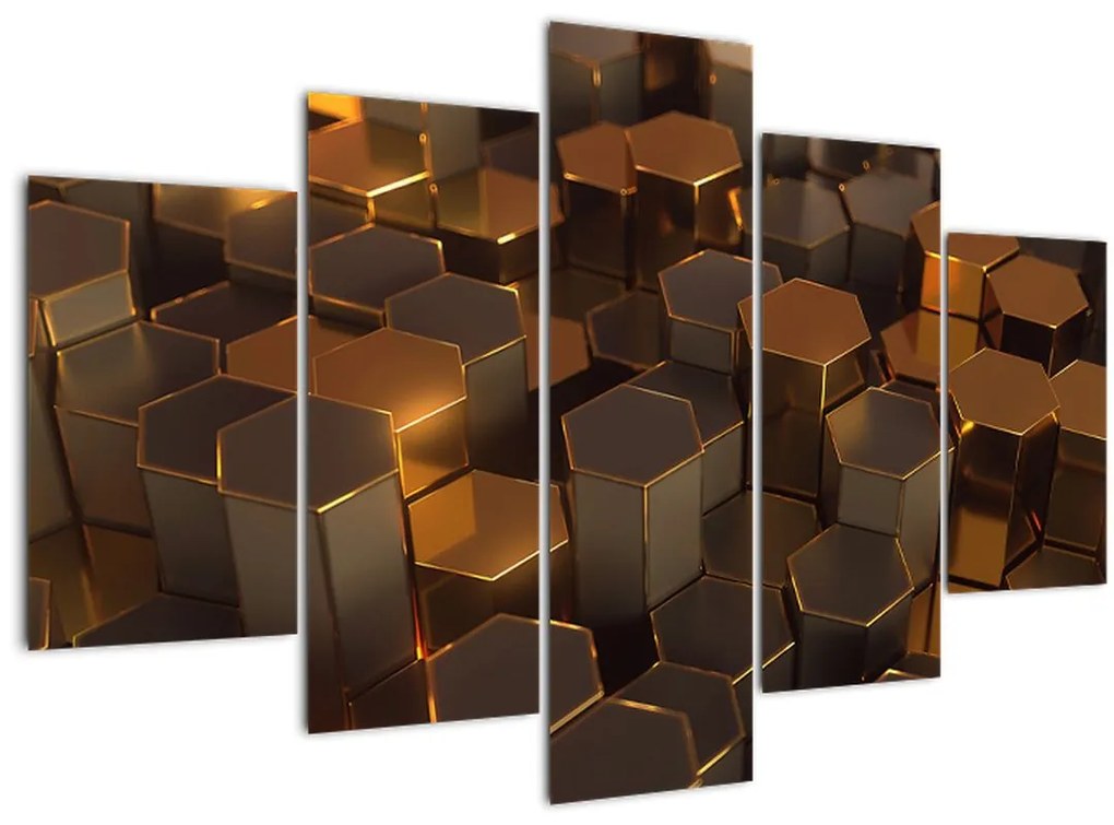 Tablou - Hexagoane de bronz (150x105 cm)