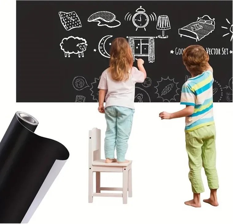 Zaparkorun Tablă de hârtie autoadezivă cu un set de crete - 45 x 200 cm
