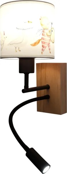 Brilagi - Lampă LED flexibilă BOBO WOOD 1xE27/25W/230V + LED/3W stejar/negru/alb/imprimeu animal.