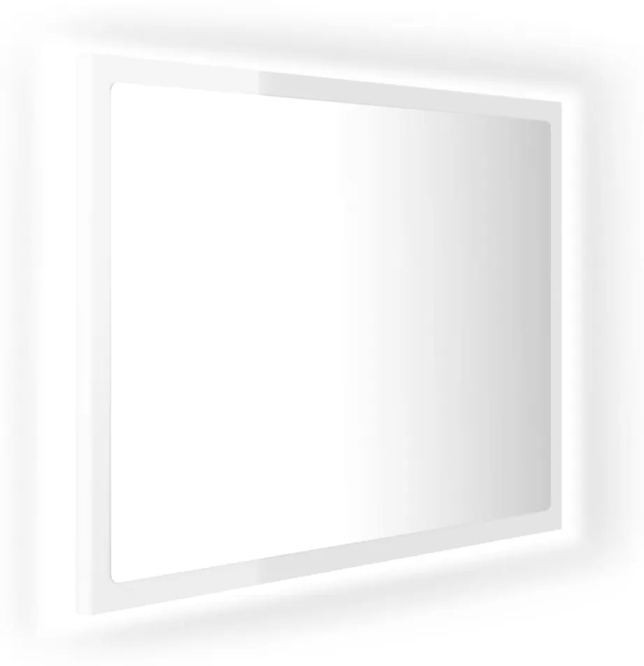 Oglindă de baie cu led, alb extralucios, 60x8,5x37 cm, pal
