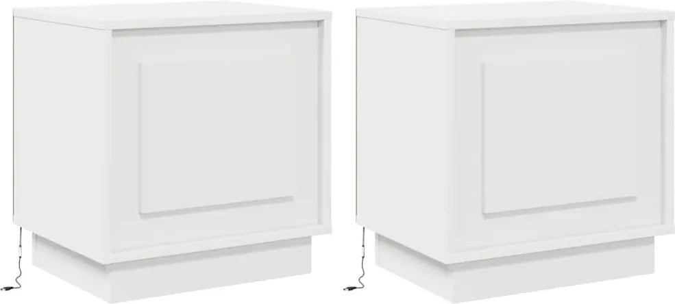 vidaXL Dulap de noapte 2 pcs Alb 44 x 34,5 x 45 cm Lemn compozit