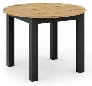 Masă de dining extensibilă WILY, stejar artisan/negru