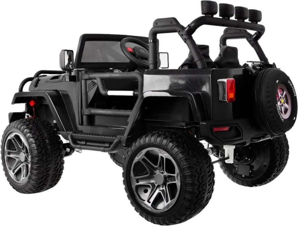 Masinuta Electrica cu acumulator pentru copii NOVOKIDS™ Jeep 4X4 PRO, 2 locuri, Max 40 kg, Roti din Cauciuc EVA, 3-10 ani , Husa ploaie si rucsac ,2