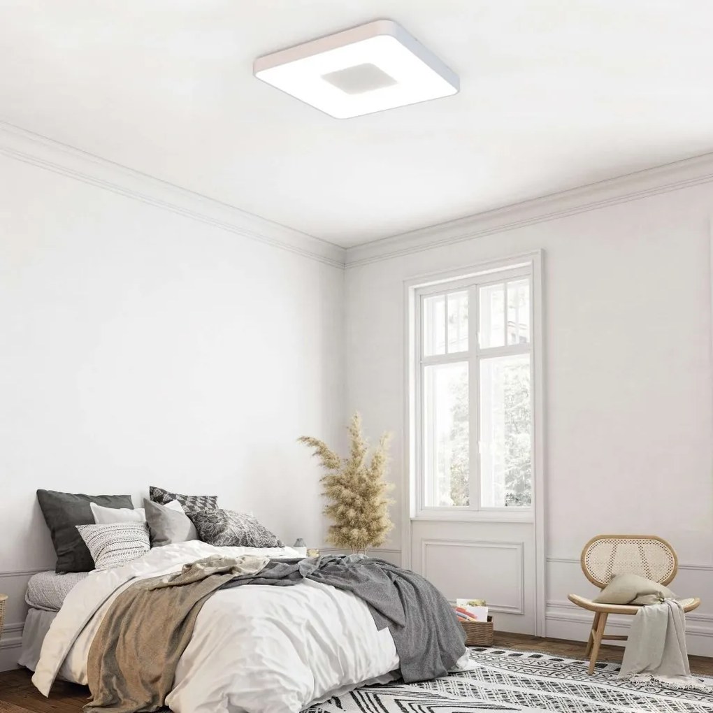 Plafoniera LED Smart dimabila cu telecomanda COIN 54x54cm alba