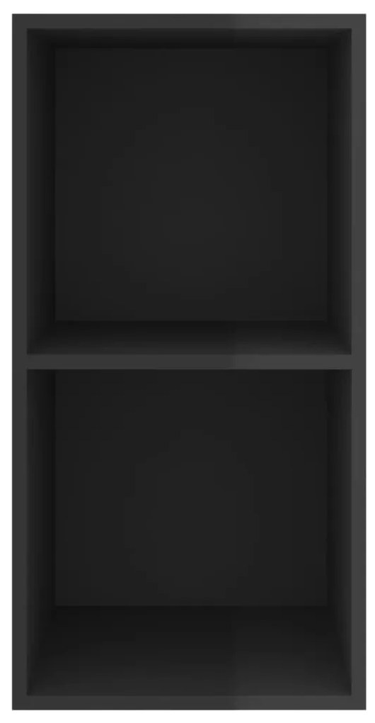 Dulap TV montat pe perete, negru extralucios, 37x37x72 cm, PAL 1, negru foarte lucios, 37 x 37 x 72 cm