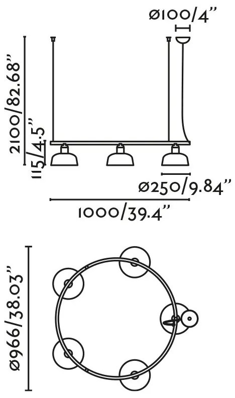 Lustra suspendata metal TATAWIN M 5L negru, blue