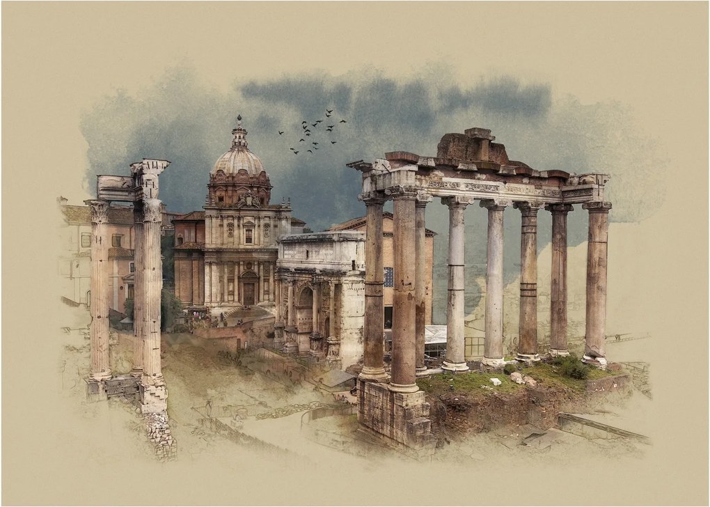 Tablou pe sticlă - Forumul Roman, Roma, Italia (70x50 cm)