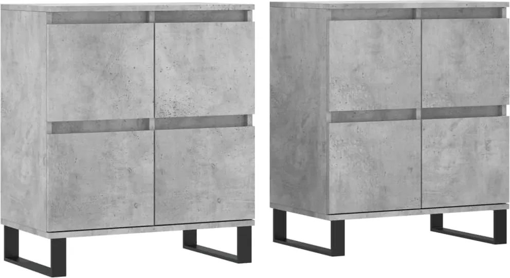 vidaXL Servante, 2 piese, gri beton, lemn prelucrat
