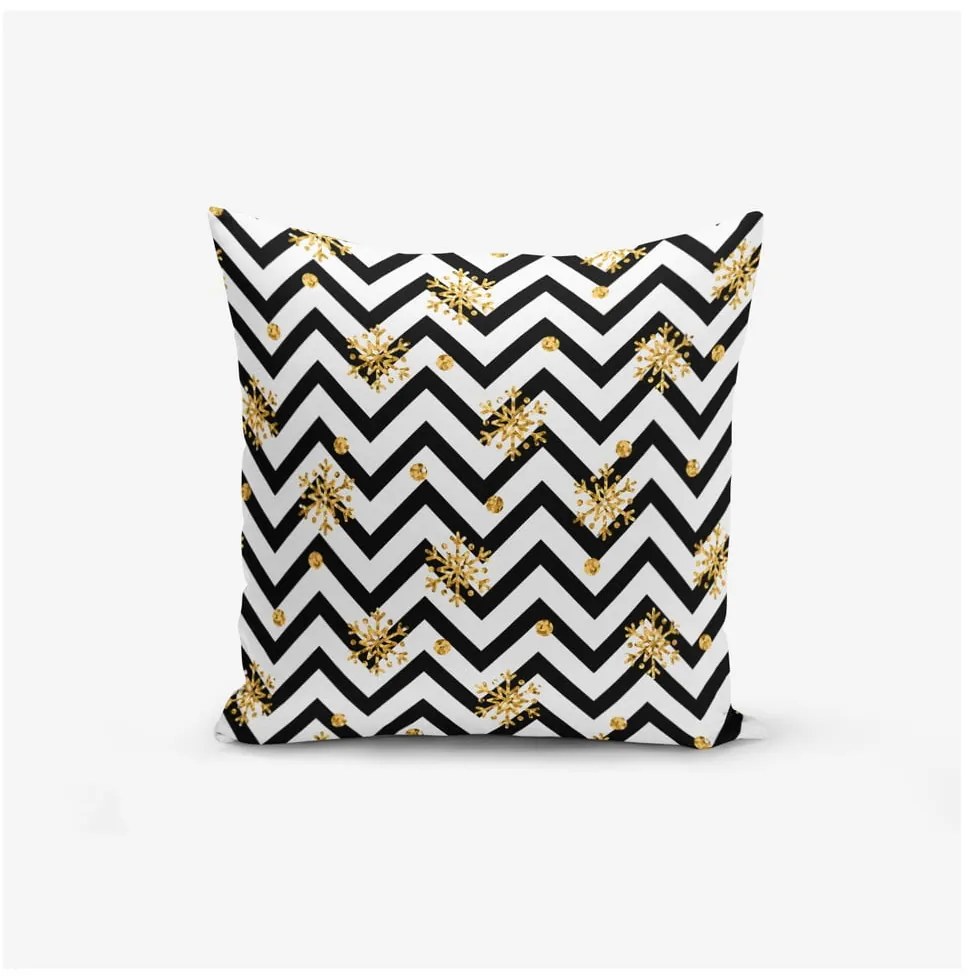 Set 3 fețe de pernă Minimalist Cushion Covers BW With Hint Of Gold, 45 x 45 cm