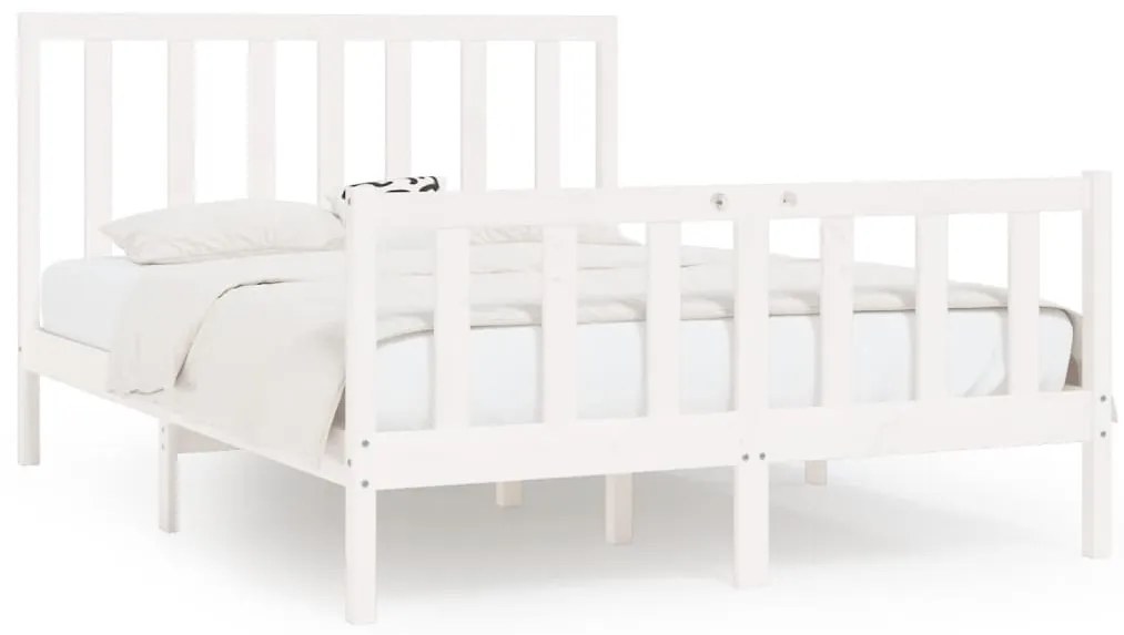 3106834 vidaXL Cadru de pat, alb, 140x200 cm, lemn masiv