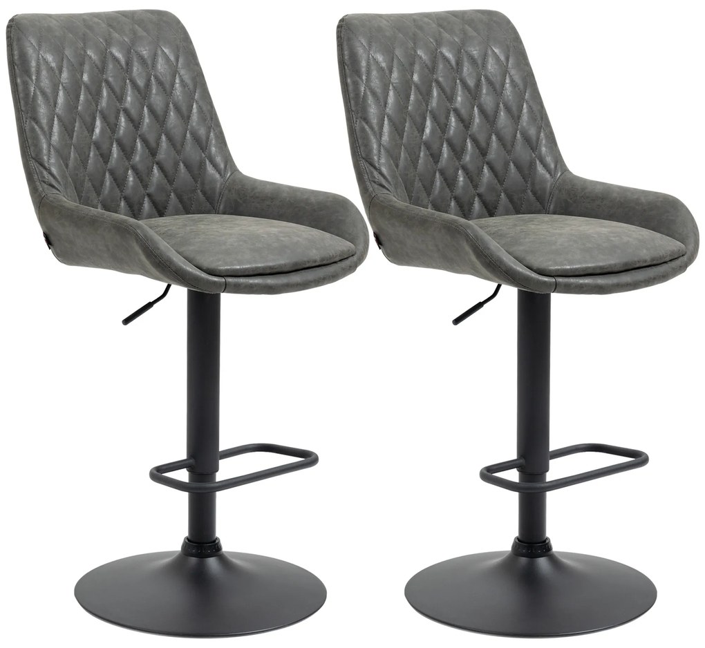 HOMCOM Tabureți de Bar Tabureti de Bucatarie, Design Tabureti de Inaltime, cu Suport pentru Picioare, 51 cm x 59 cm x 117 cm, Gri închis + Negru | Aosom Romania