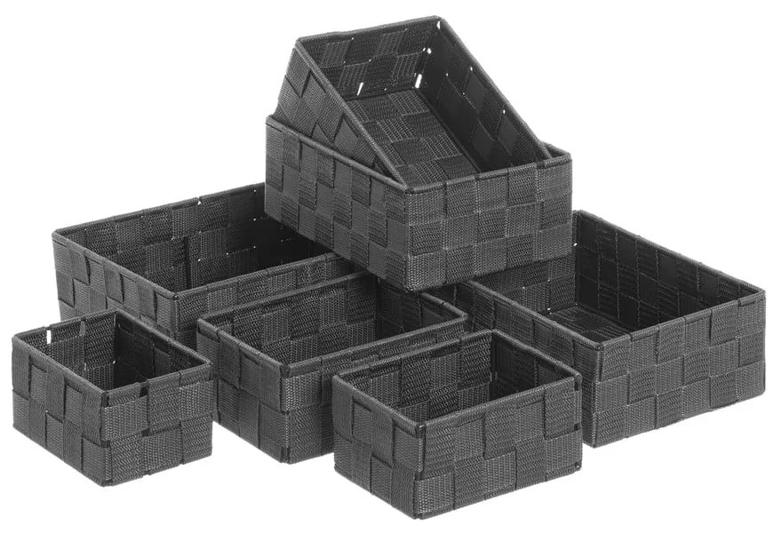 Coșuri din material textil pentru baie gri în set de 7 buc. - Casa Selección