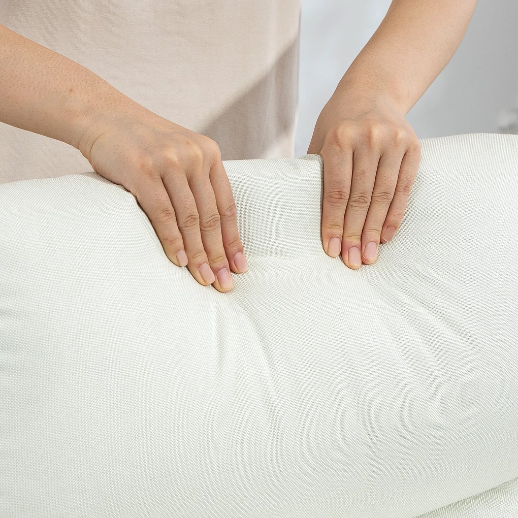 HOMCOM Fotoliu Reclinabil 135° max în Material cu Efect de In, Spumă, Oțel și Lemn, 73x86x100 cm, Crem | Aosom Romania