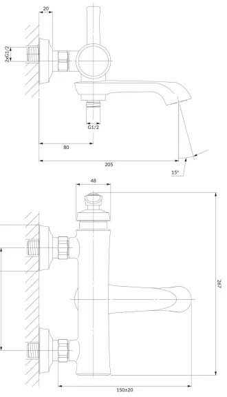 Baterie de lavoar OMNIRES AM5230CR ARMANCE crom lucios