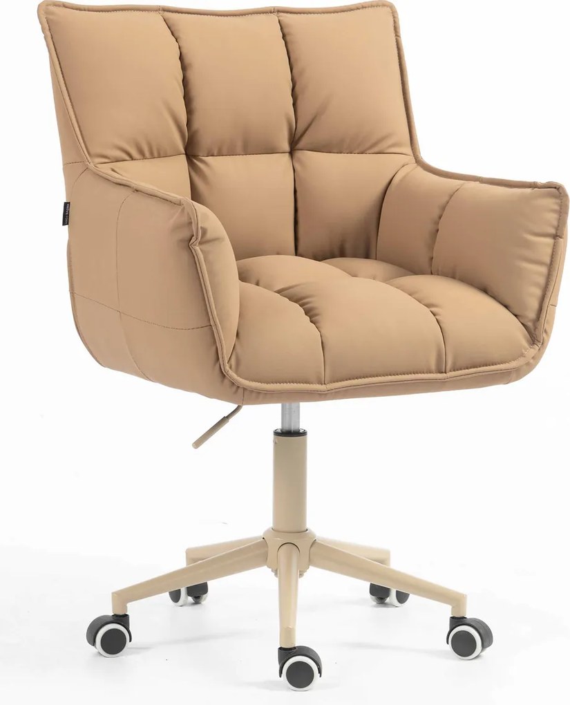 HR560K Scaun Caramel Piele Ecologica Premium Soft cu Bază Crem