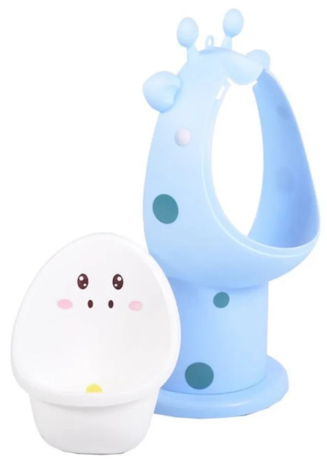Olita copii tip Pisoar NOVOKIDSª Funny Giraffe, Cu morisca, Vas detasabil, Atasabila la peretele baii, Model Girafa , Albastru