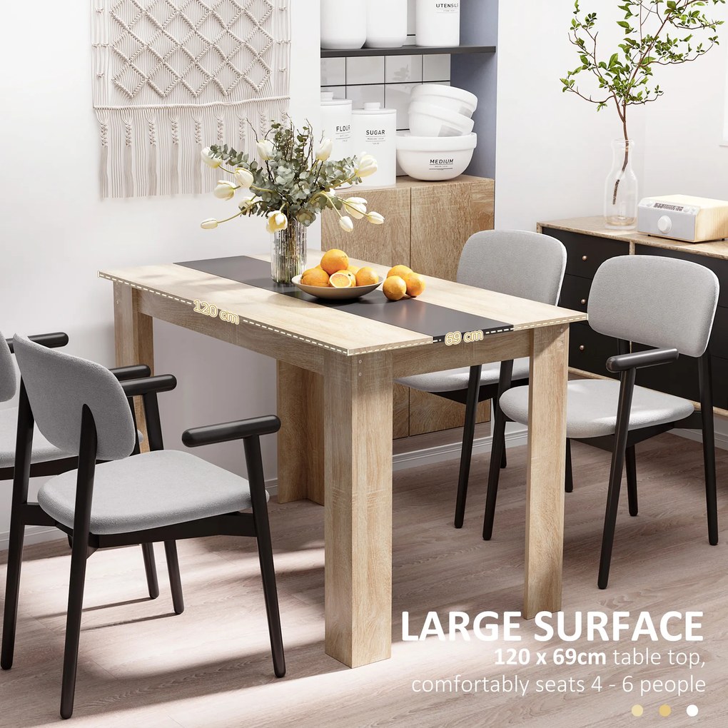 HOMCOM Masă de Dining pentru 4-6 Persoane, Masă de Bucătărie Modernă din Lemn, 120x69x75 cm, Lemn Natural | Aosom Romania