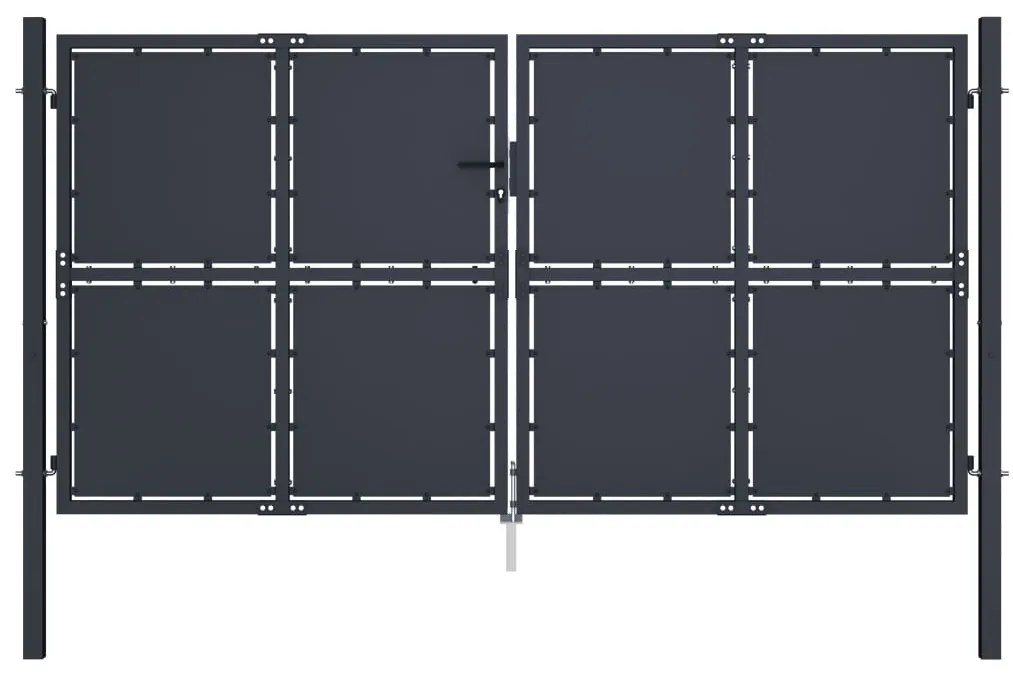 vidaXL Poartă de grădină, antracit, 300 x 150 cm, oțel