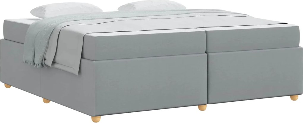 vidaXL Cadru de pat cu saltea Gri deschis 200 x 200 cm țesătură