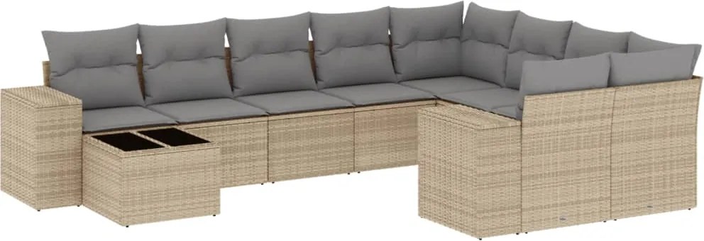 vidaXL Set canapele de grădină cu perne, 10 piese, bej, poliratan