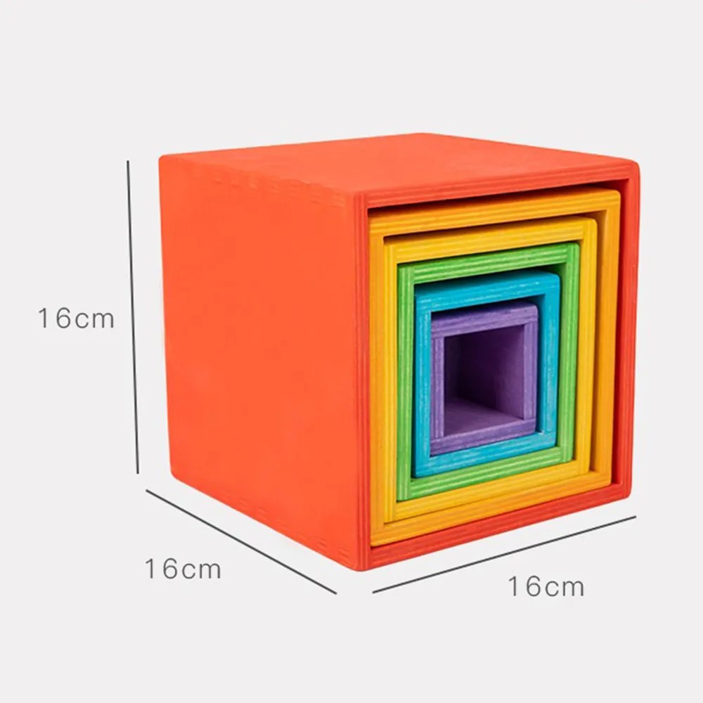 Jucărie din lemn Montessori cutie curcubeu