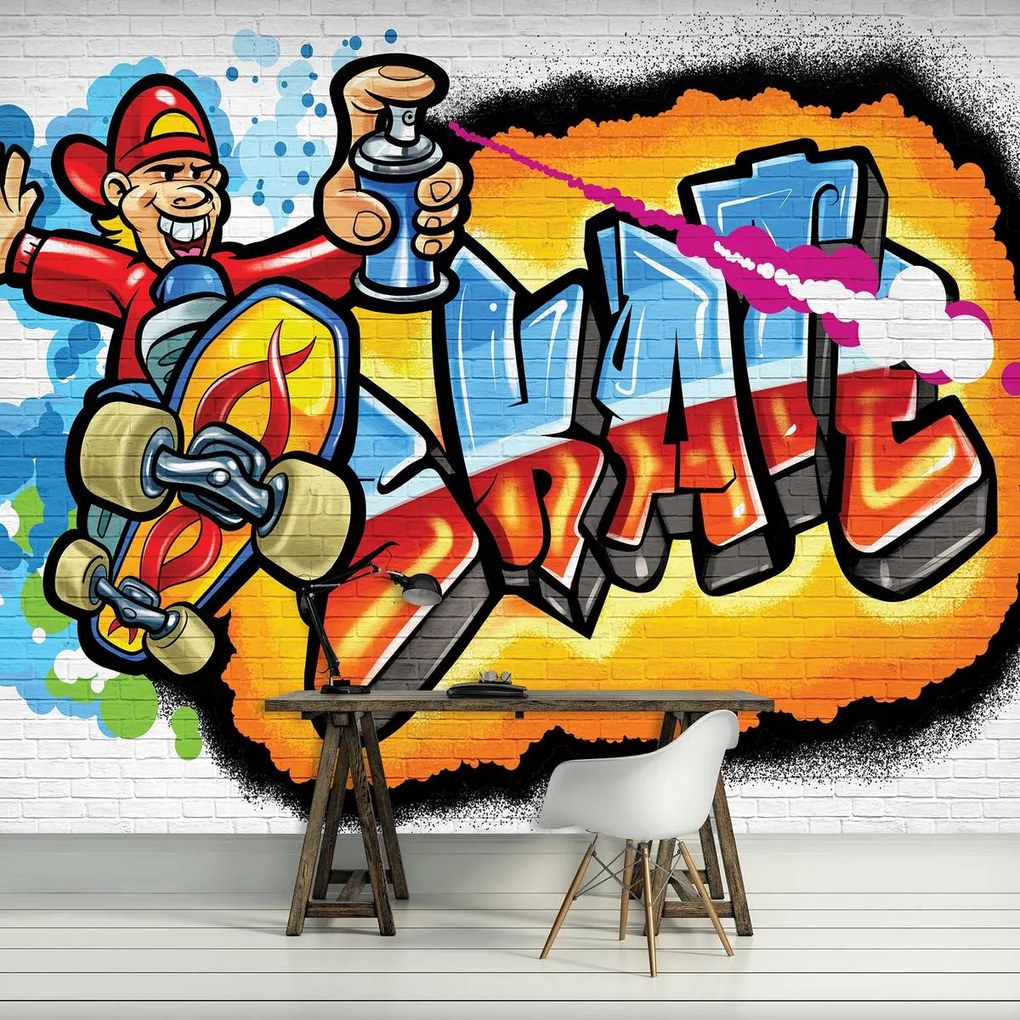 Fototapet - Graffiti colorat - skateboard (254x184 cm), în 8 de alte dimensiuni noi