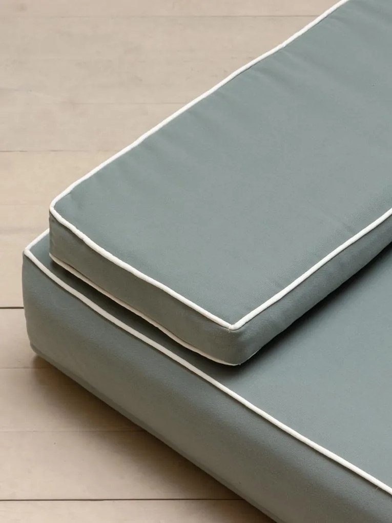 Set Sezlong din Lemn de Tec + Perna Verde "Kipara"