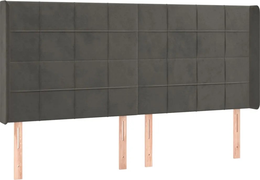 vidaXL Tăblie de pat cu aripioare gri închis 163x16x118/128 cm catifea