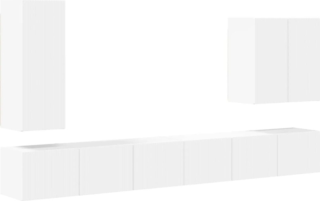 vidaXL Set Dulap pentru Televizor Montat pe Perete Pe perete 6 pcs Alb