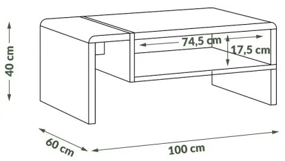 Măsuță de cafea FRED antracit/stejar artizan
