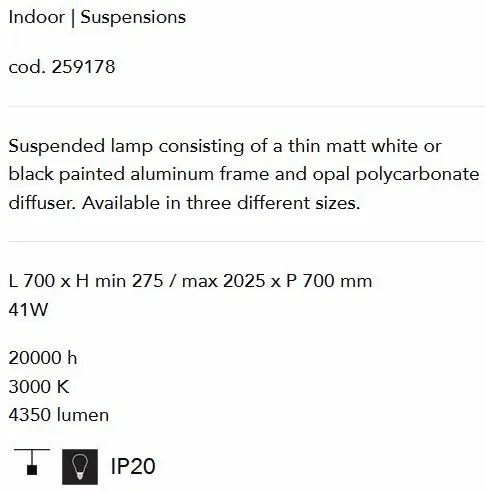 Lustra LED design modern geometric ORACLE SLIM SP D070 SQUARE 3000K ON-OFF WH