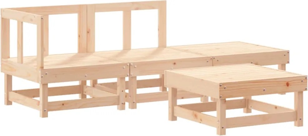 vidaXL Set mobilier relaxare de grădină, 4 piese, lemn masiv de pin