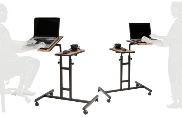 Măsuță ajustabilă GLEN 87x67 cm maro/neagră