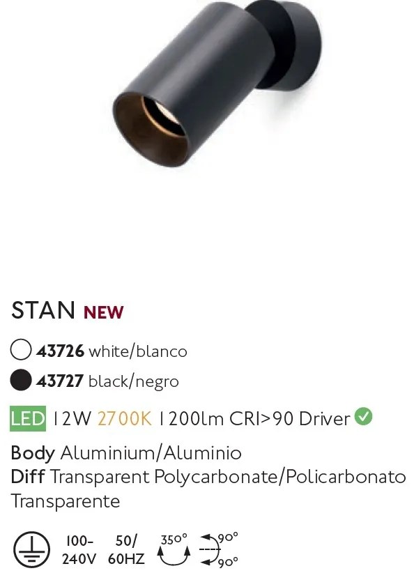 Aplica cu spot tip proiector STAN LED White 43726
