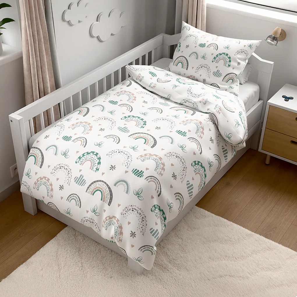 Lenjerie de pat din bumbac pentru patut RAINUBI alba Dimensiune lenjerie de pat: 45 x 65 cm | 90 x 135 cm