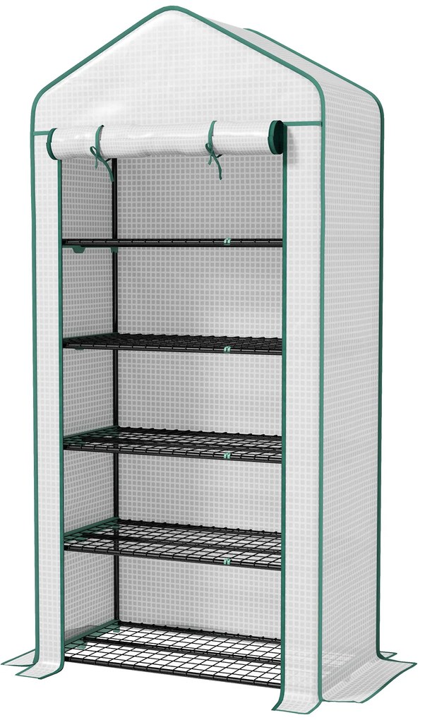 Outsunny Seră de grădină Seră 5 nivele cu o ușă rulantă, Foliu din PE Rezistent întărit dim. 90L x 49l x 193H cm | Aosom Romania