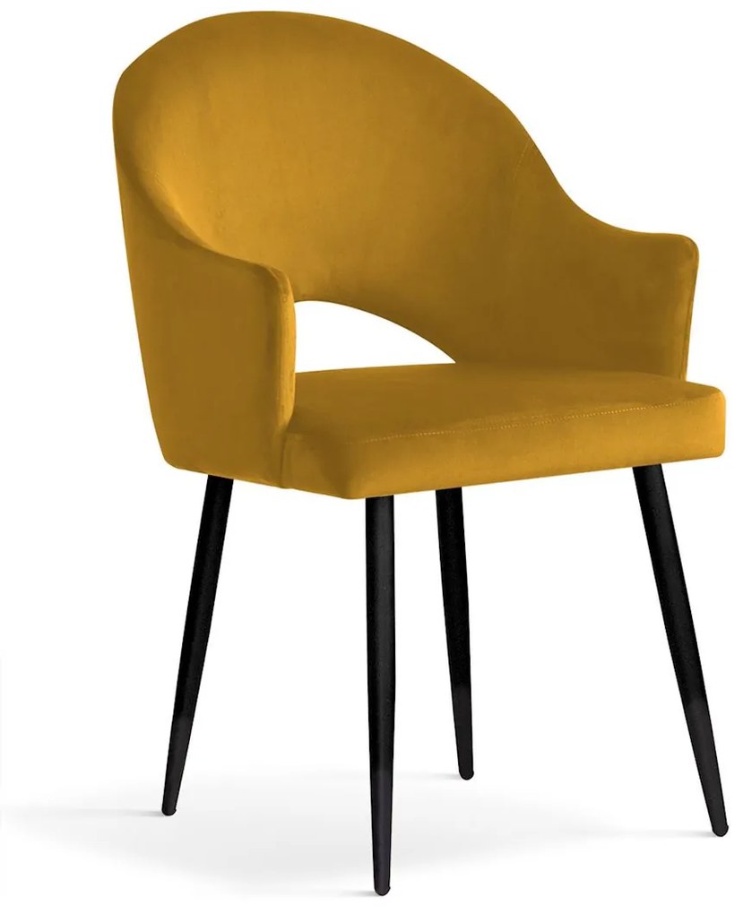 Scaun tapitat cu catifea-picioare metalice Goda Honey BL68/Black-l54xA58xH87cm
