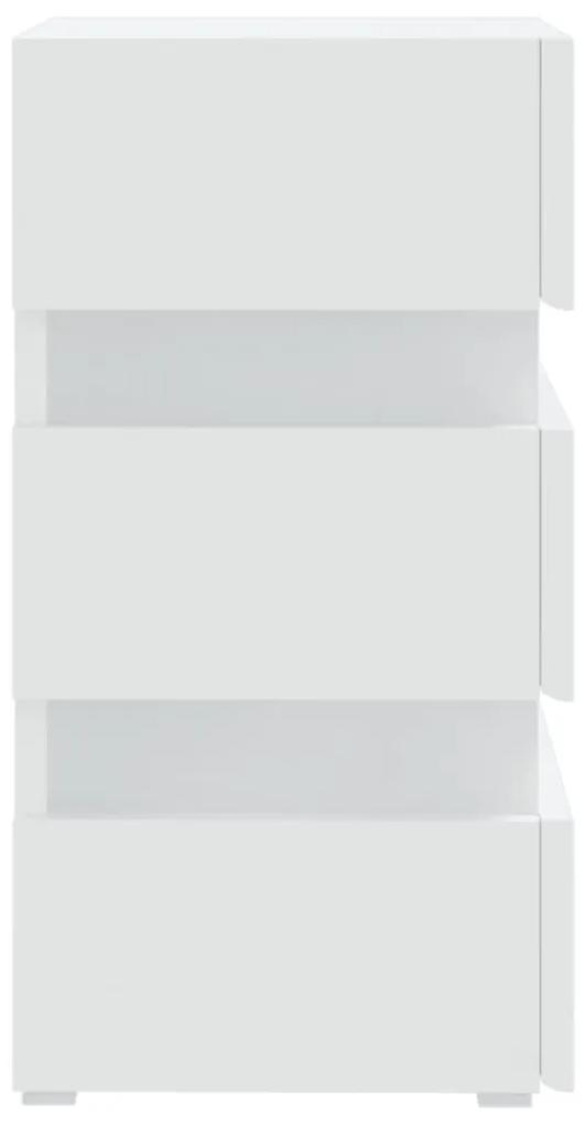 Dulap noptiera, cu LED, alb, 45x35x67 cm, PAL 1, Alb