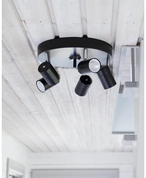 ByRydens 4200730-4002 - Plafonieră cu spoturi CORRECT 5xGU10/7W/230V, negru, Ø 30 cm