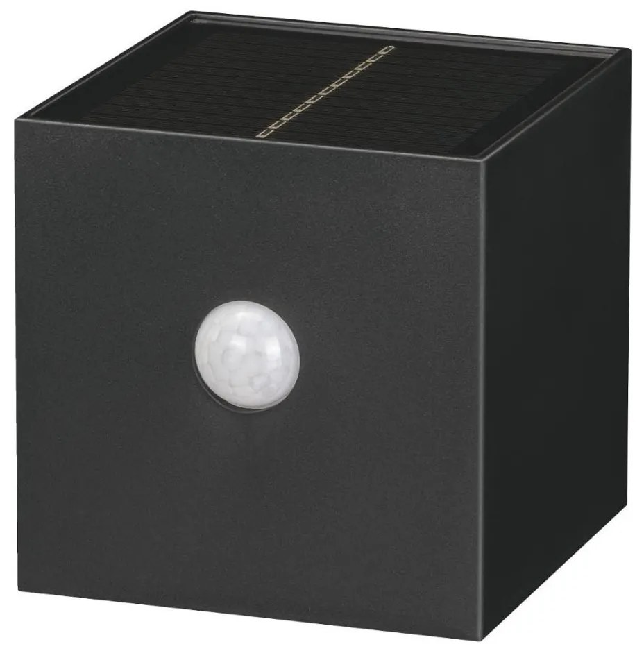 Retlux-LED Aplica solară de perete cu senzor LED/1W/3,7V 1200 mAh IP44 neagră