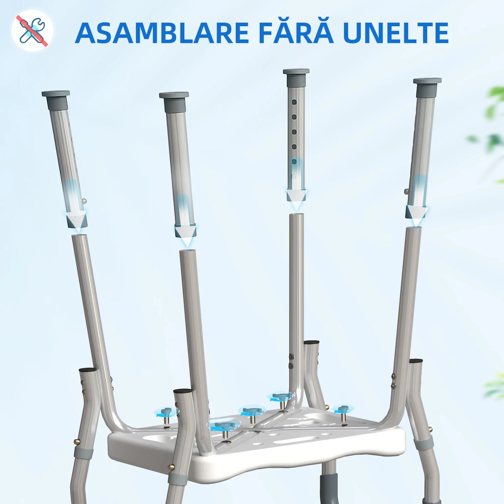 HOMCOM Scaun Reglabil de Duș cu Mânere, Multicolor | Aosom Romania