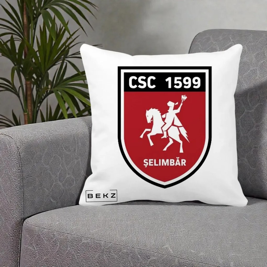 Perna Personalizata CSC 1599 Selimbar Fotbal, 40x40 cm, Alba Mata, Husa Detasabila, Perna Inclusa, BEKZ®