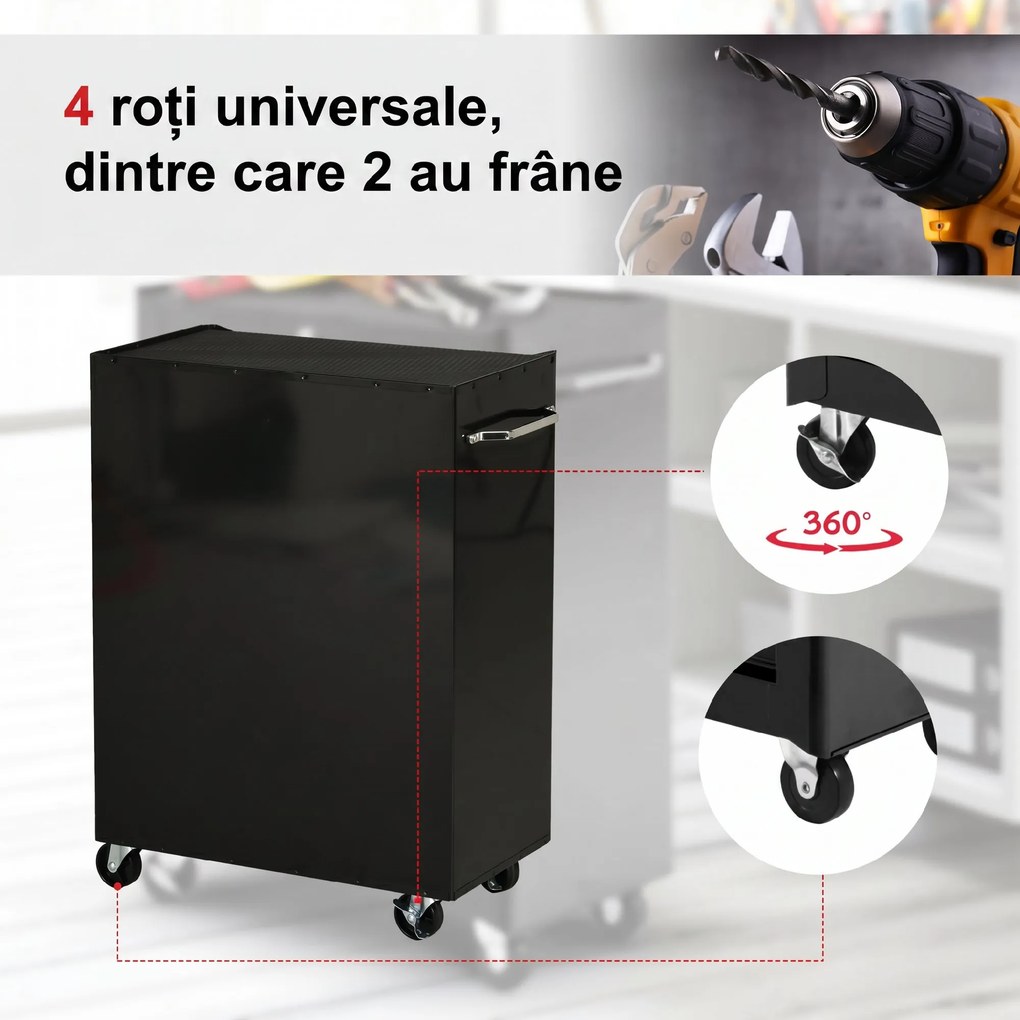 HOMCOM Carucior pentru Ustensile Unelte cu Sertar Rosu 61,5 X 33 X 85cm | Aosom Romania